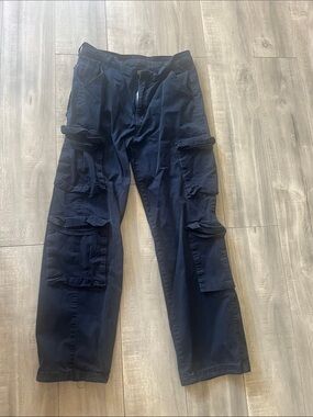 Women's Navy Straight-Leg Cargo Pants - Classic Utility Style